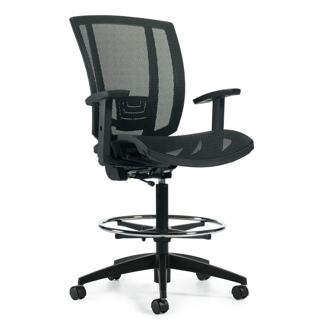 Avro | Mesh Seat & Back Drafting Stool with Arms