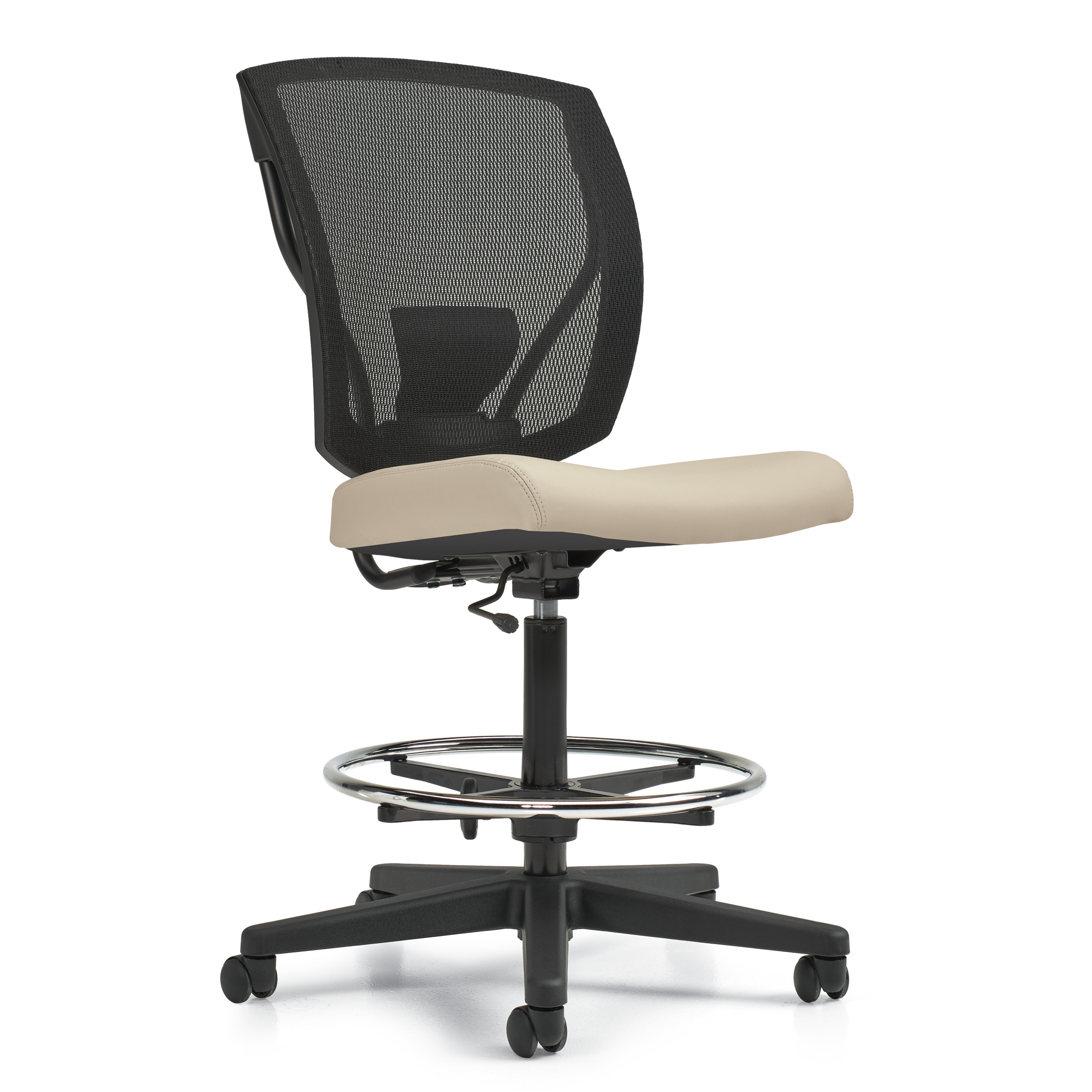 Ibex | Upholstered Seat & Mesh Back Armless Drafting Task Chair