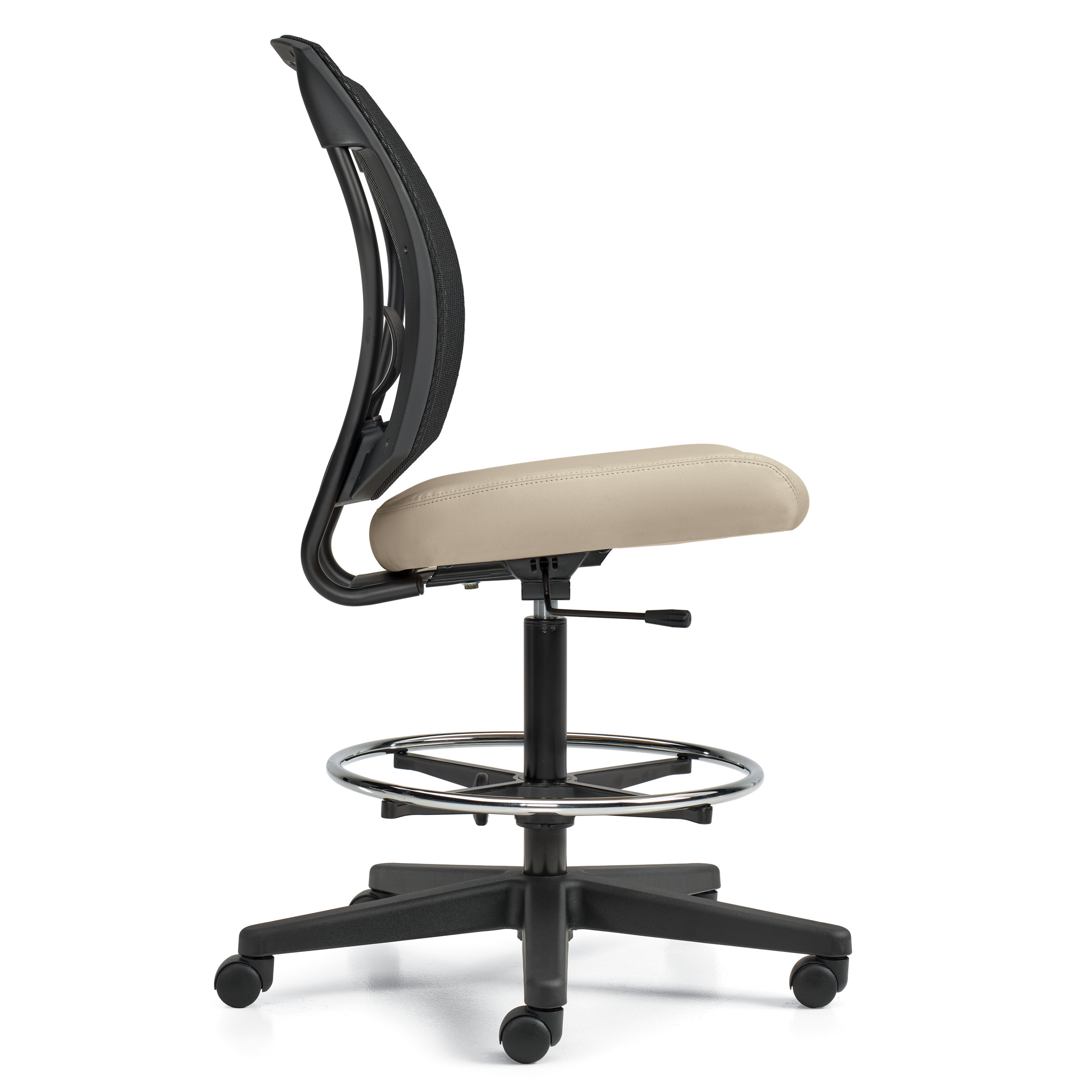 Ibex | Upholstered Seat & Mesh Back Armless Drafting Task Chair