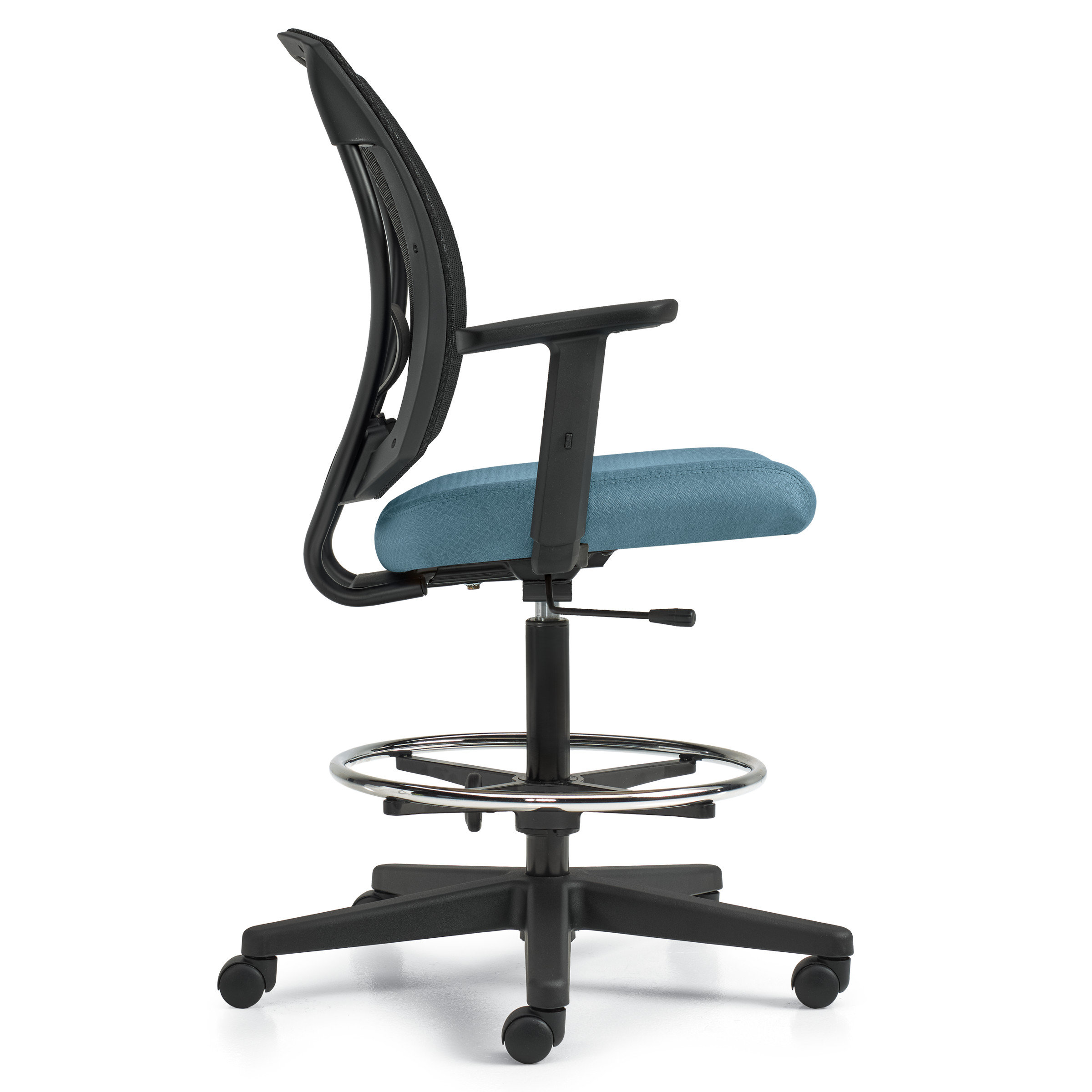 Ibex | Upholstered Seat & Mesh Back Drafting Task Chair with Arms