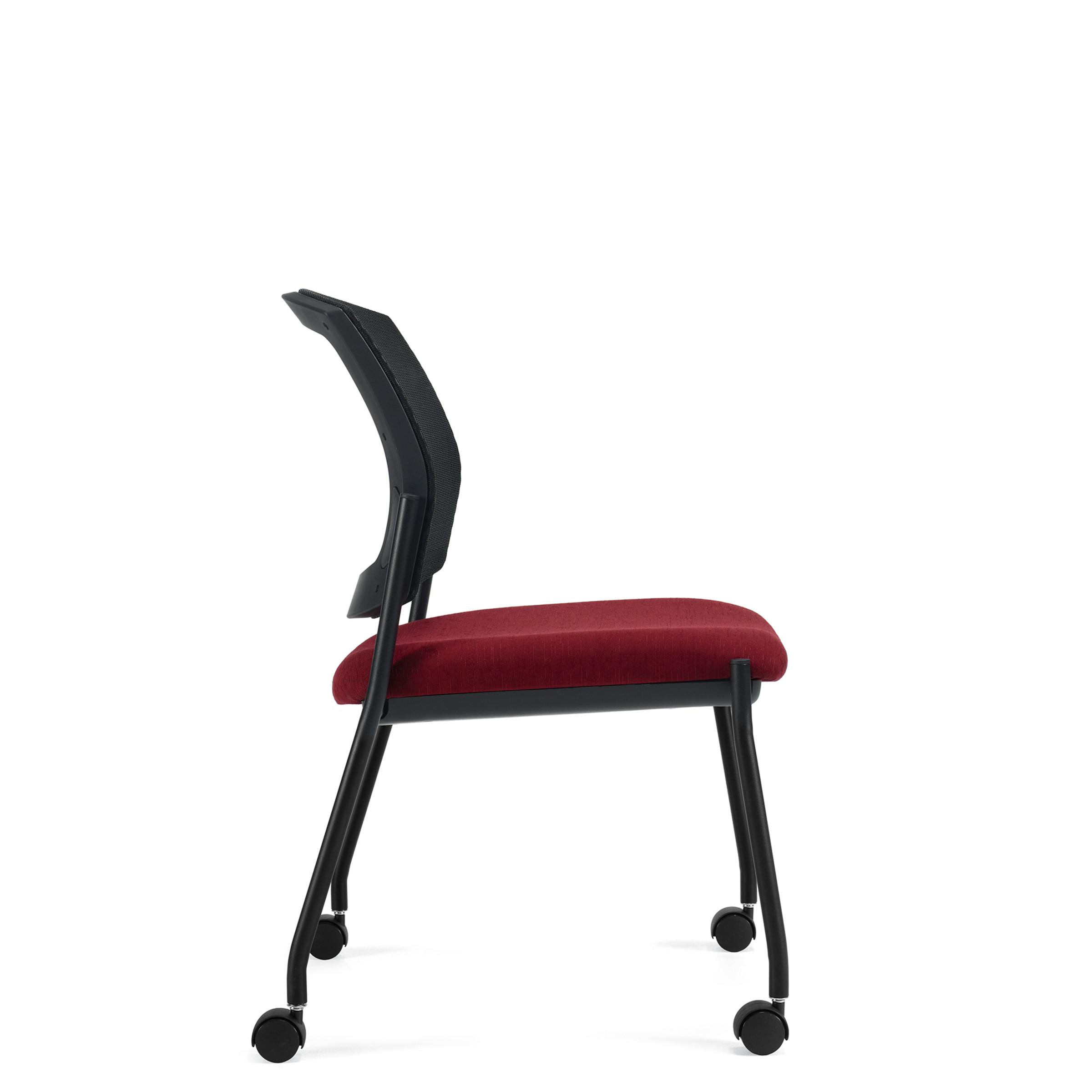 Ibex | Upholstered Seat & Mesh Back Armless Guest Chair on Casters