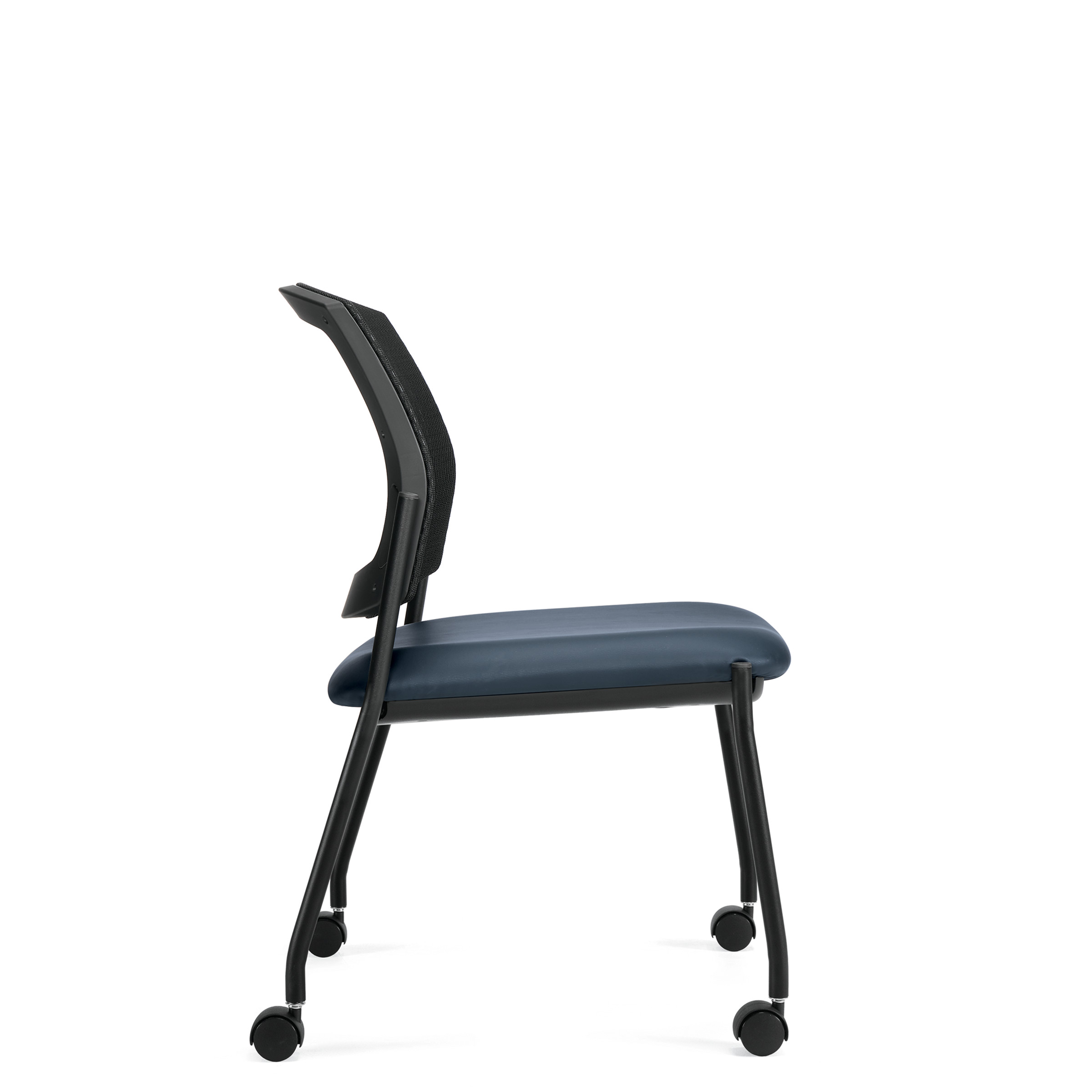 Ibex | Upholstered Seat & Mesh Back Armless Guest Chair on Casters