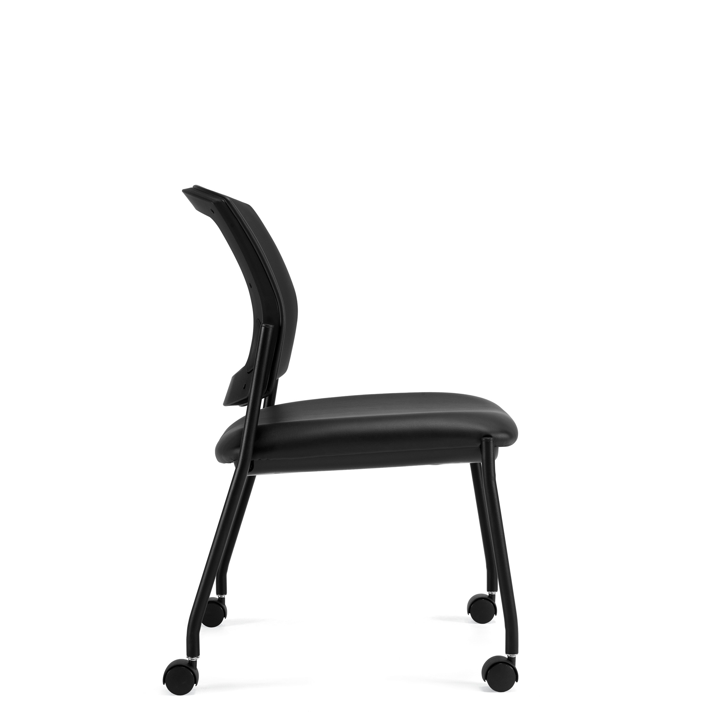 Ibex Upholstered Seat Back Armless Guest Chair On Casters