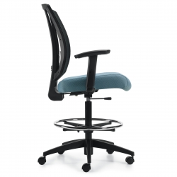 Avro | Upholstered Seat & Mesh Back Drafting Stool with Arms