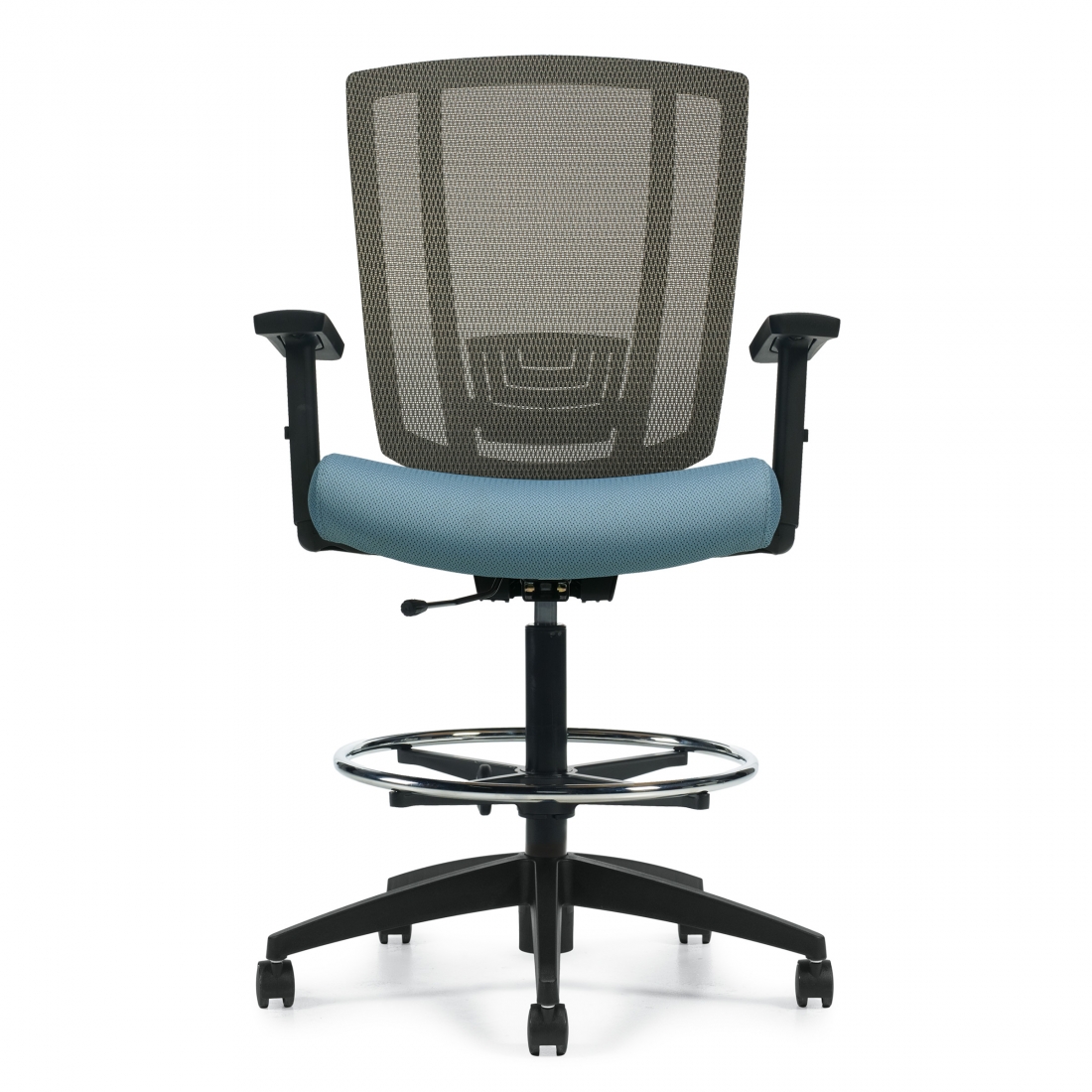 Avro | Upholstered Seat & Mesh Back Drafting Stool with Arms