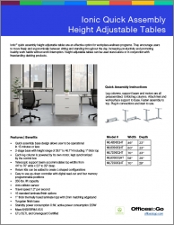 Ionic Quick Assembly Height Adjustable Tables | Sell Sheet