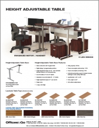 Height Adjustable Tables | Cut Sheet
