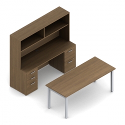 Ionic | Série de bureau avec table bureau 72 po L x 30 po P et bahut avec étagères 72 po L  