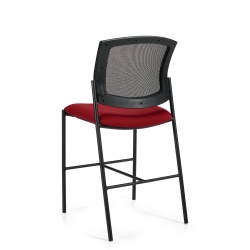 Kompanion | Tabouret de comptoir sans accoudoirs, dossier en tissu mailé et assise rembourée