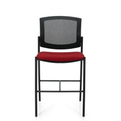 Kompanion | Tabouret de comptoir sans accoudoirs, dossier en tissu mailé et assise rembourée