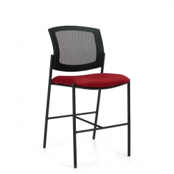 Kompanion | Tabouret de comptoir sans accoudoirs, dossier en tissu mailé et assise rembourée