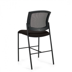 Kompanion | Tabouret de comptoir sans accoudoirs, dossier en tissu mailé et assise rembourée