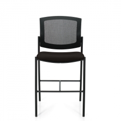 Kompanion | Tabouret de comptoir sans accoudoirs, dossier en tissu mailé et assise rembourée