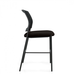 Kompanion | Tabouret de comptoir sans accoudoirs, dossier en tissu mailé et assise rembourée