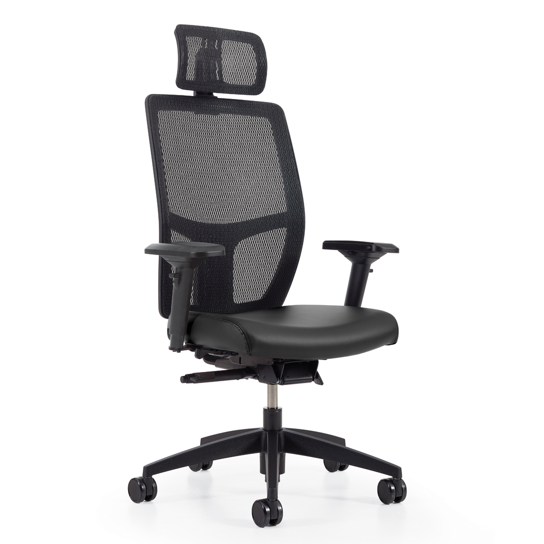 Format+ | High Back Weight Sensing Synchro-Tilter with Headrest, Upholstered Seat and Mesh Back