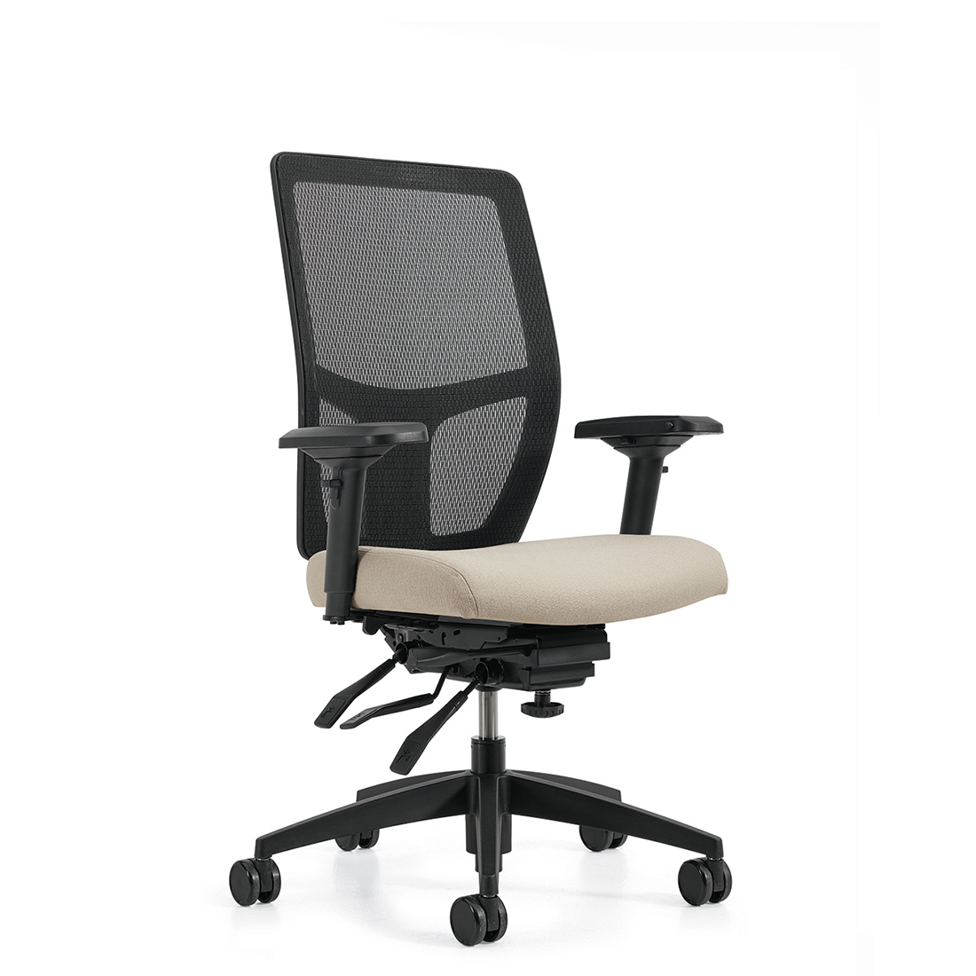 Format+ | Fauteuil à basculements multiples, assise rembourrée et dossier haut en tissu maillé
