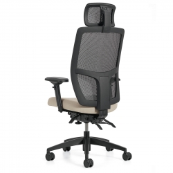 Format+ | Fauteuil à basculements multiples, assise rembourrée et dossier haut en tissu maillé avec appui-tête