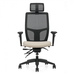 Format+ | Fauteuil à basculements multiples, assise rembourrée et dossier haut en tissu maillé avec appui-tête