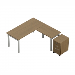 Newland | "L" Shaped Desk with pedestal - 66"W x 66"D