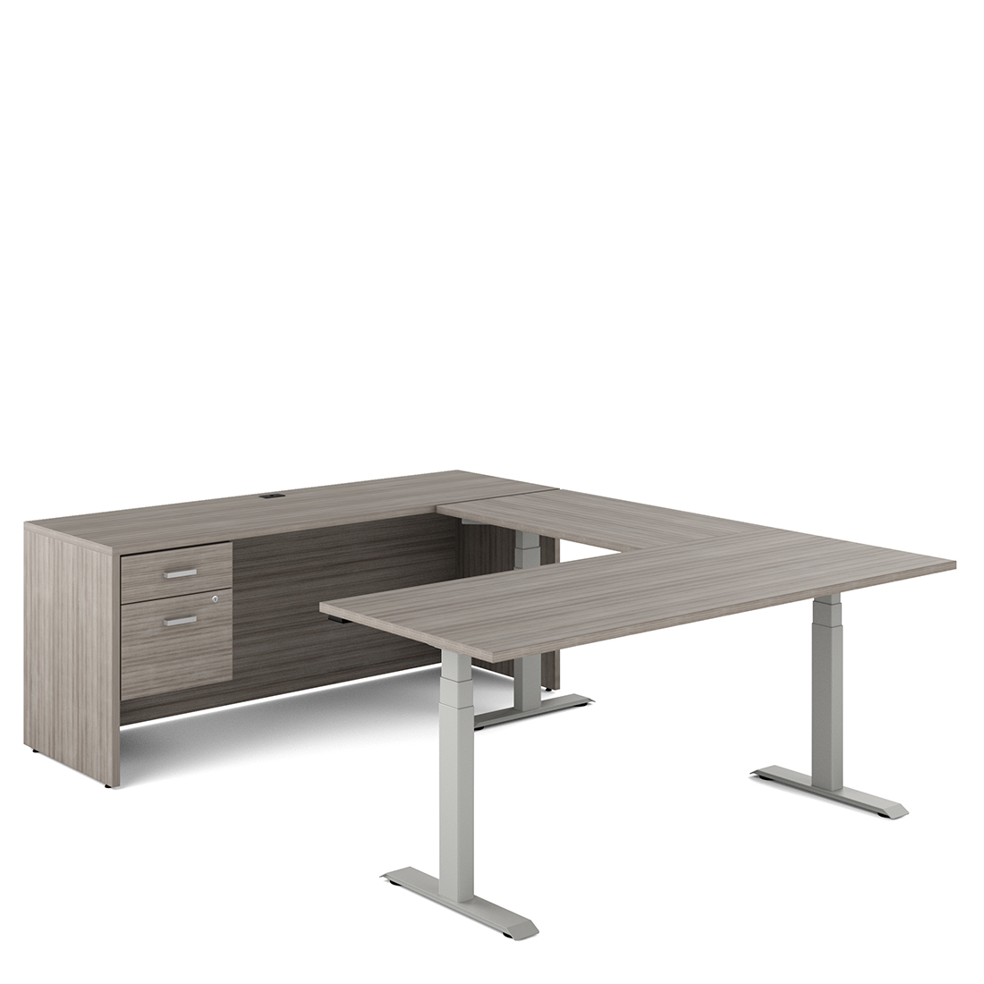 Newland | "U" Shaped Desk with 3-Stage Height Adjustable Table