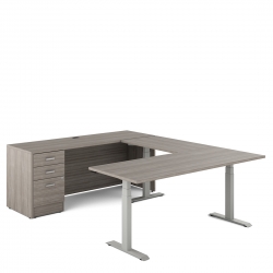 Newland | Bureau en U avec table à hauteur réglable en 3 stades