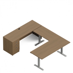 Newland | "U" Shaped Desk with 3-Stage Height Adjustable Table