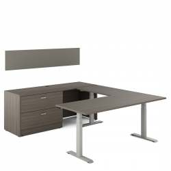 Newland | "U" Shaped Desk with 3-Stage Height Adjustable Table