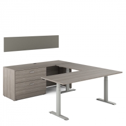 Newland | "U" Shaped Desk with 3-Stage Height Adjustable Table