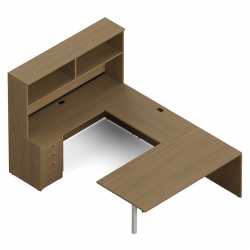 Newland | Bureau en U avec îlot rectangulaire - 72 po L x 102 po P