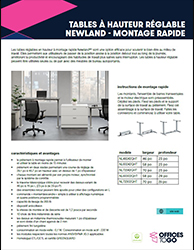 Tables à hauteur réglable Newland - montage rapide | Fiche de vente