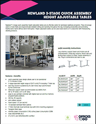 Newland 3-Stage Quick Assembly Height Adjustable Tables | Sell Sheet